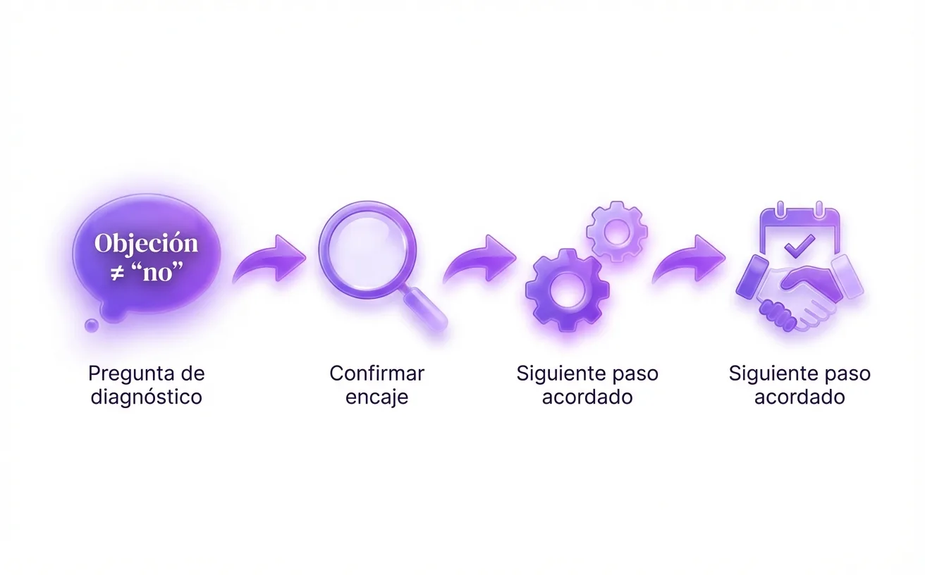 Responder objeciones con diagnóstico en vez de debate.