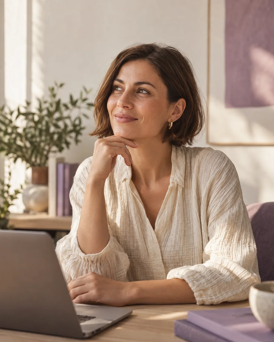 Ritratto illustrativo di una direttrice commerciale alla scrivania