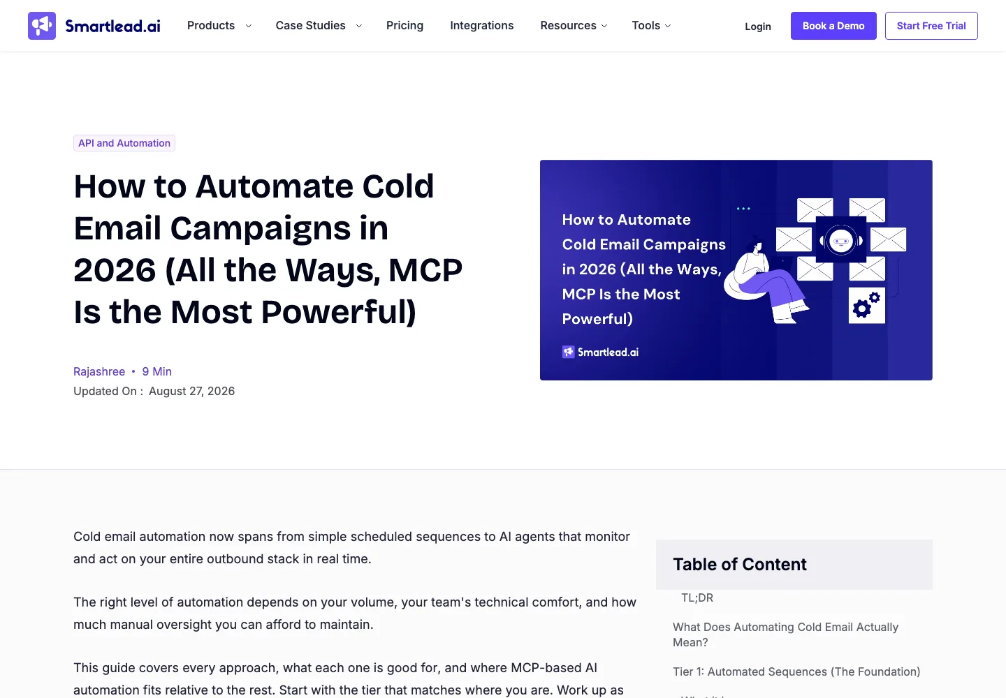 Smartlead public MCP information page, captured September 21, 2026