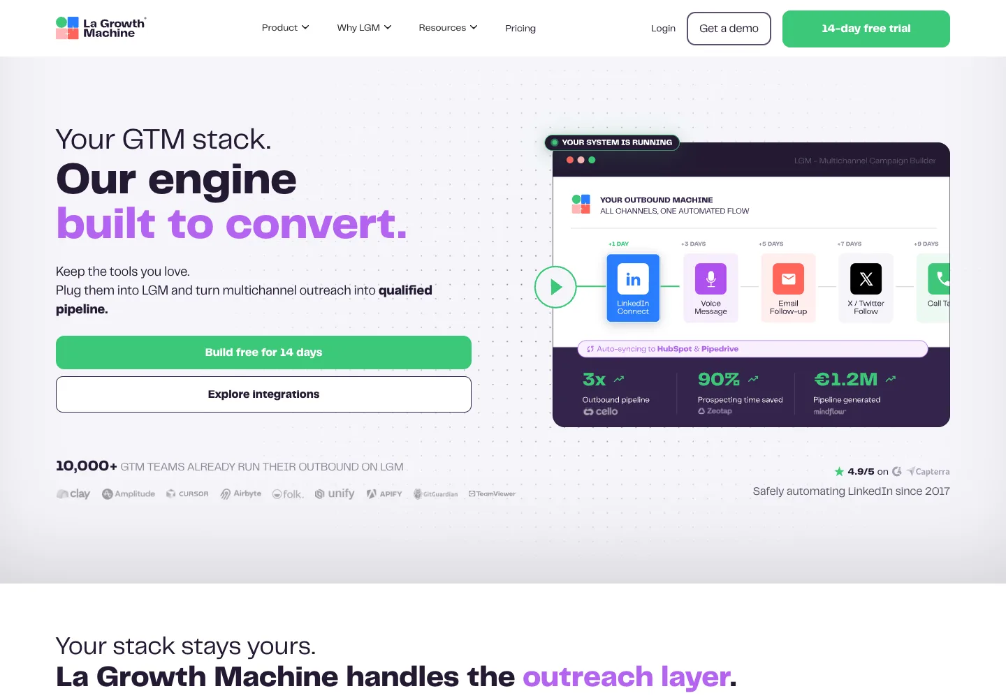 La Growth Machine public product page captured September 7, 2026