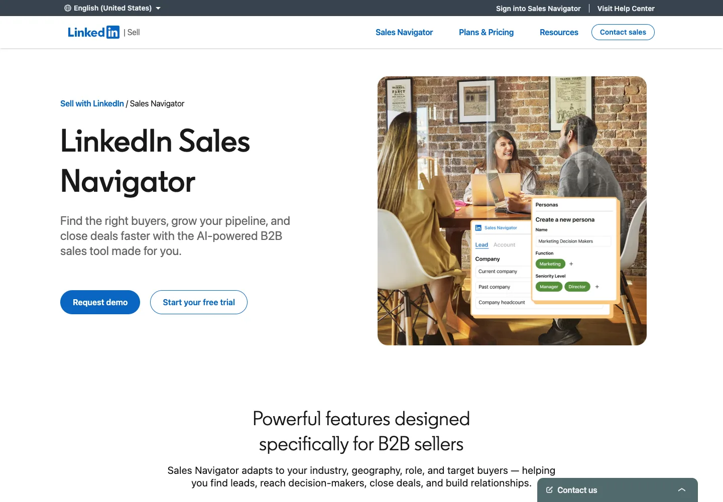 LinkedIn Sales Navigator public product page captured September 7, 2026