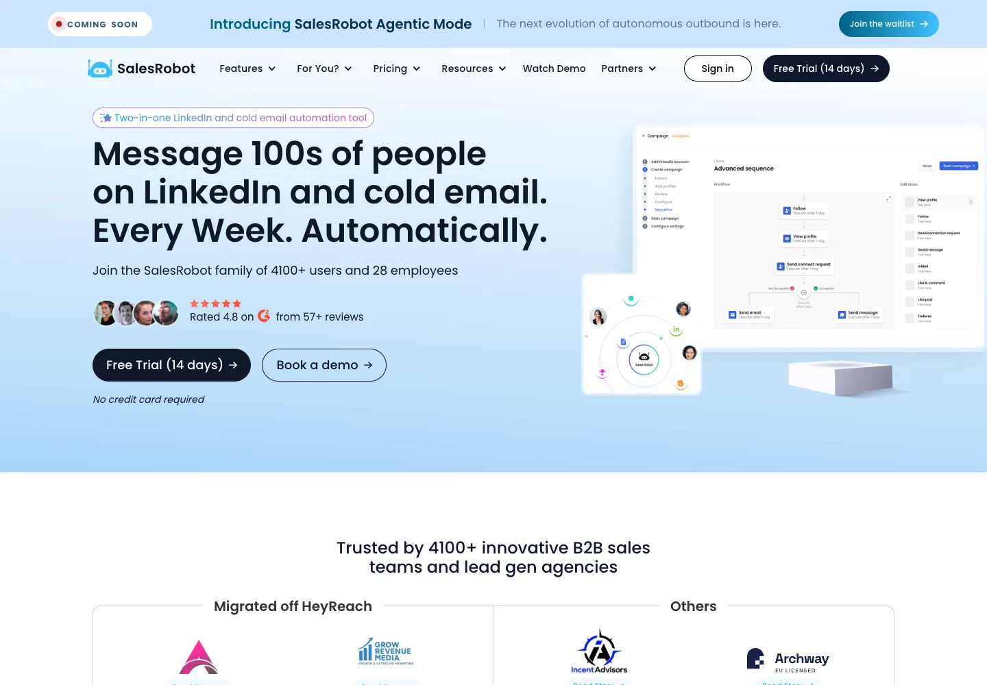 SalesRobot public product page captured September 7, 2026