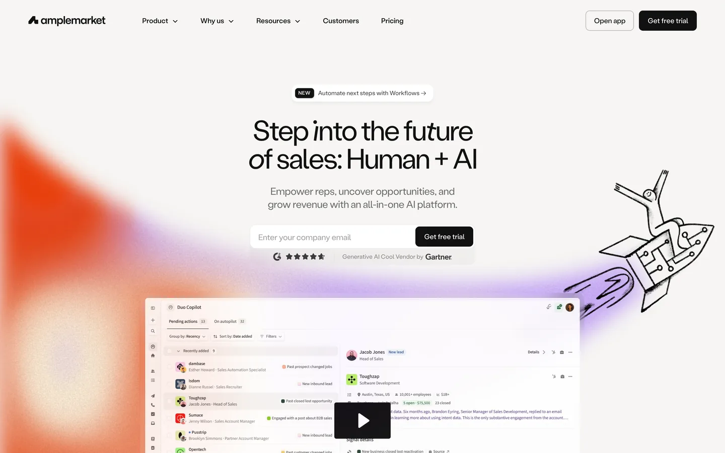 Amplemarket dashboard interface
