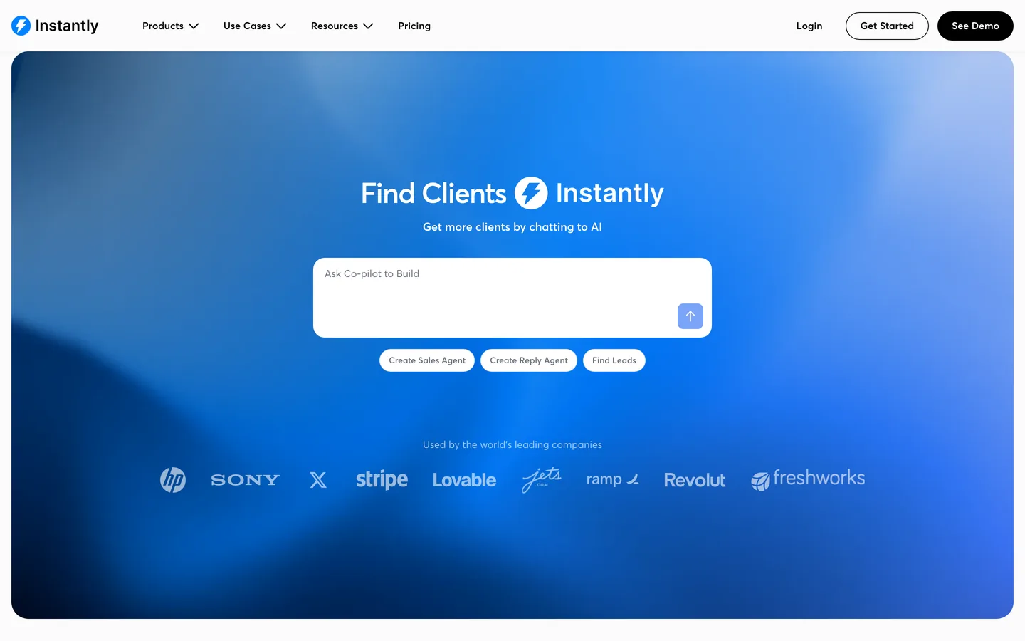 Instantly dashboard interface