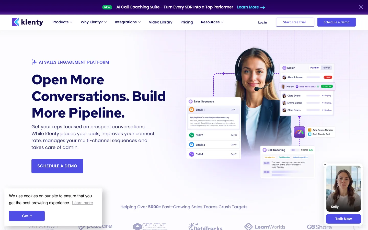 Klenty dashboard interface