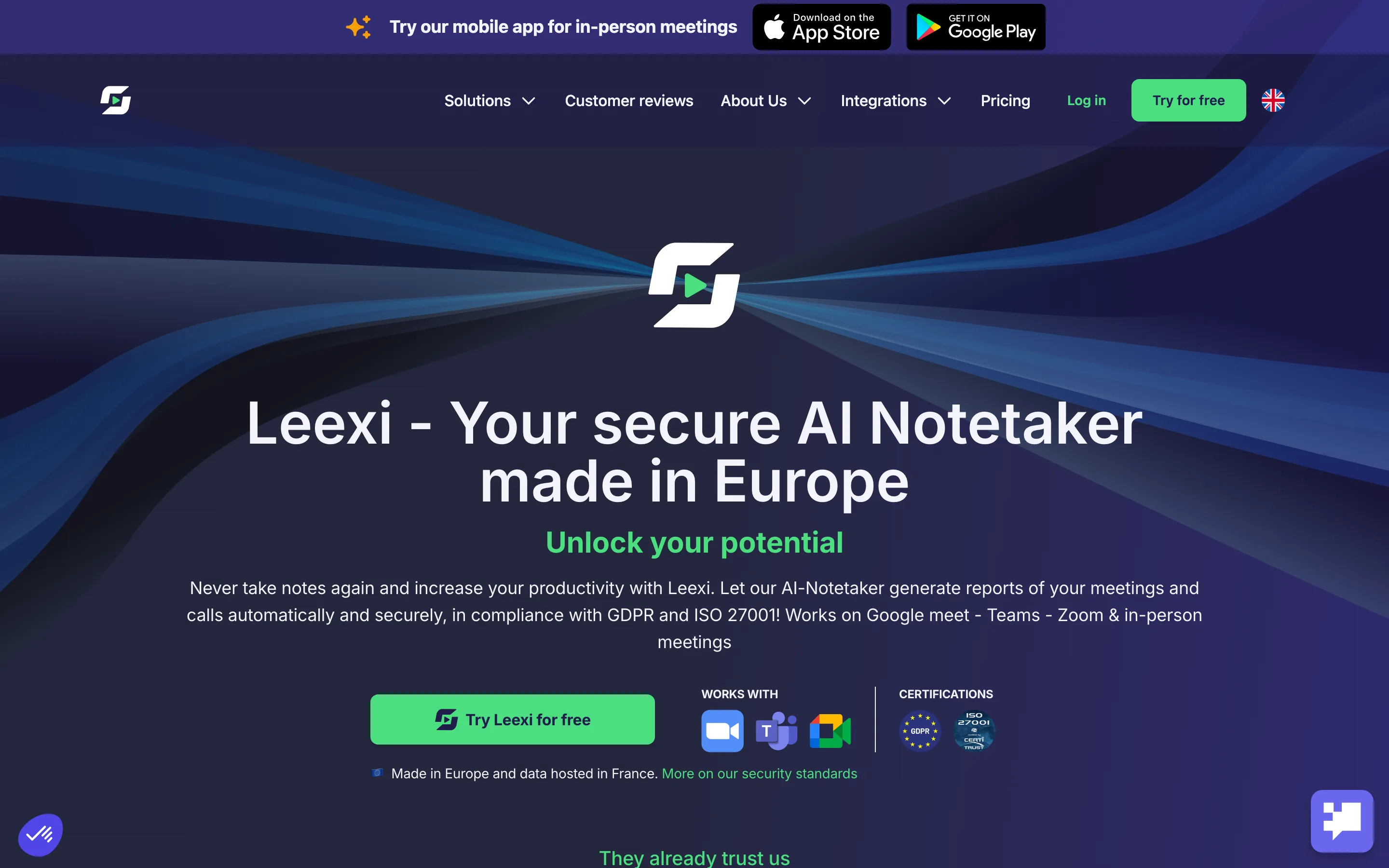 Leexi homepage