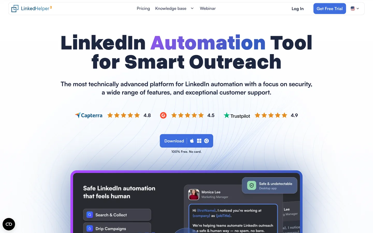 LinkedIn Helper dashboard interface