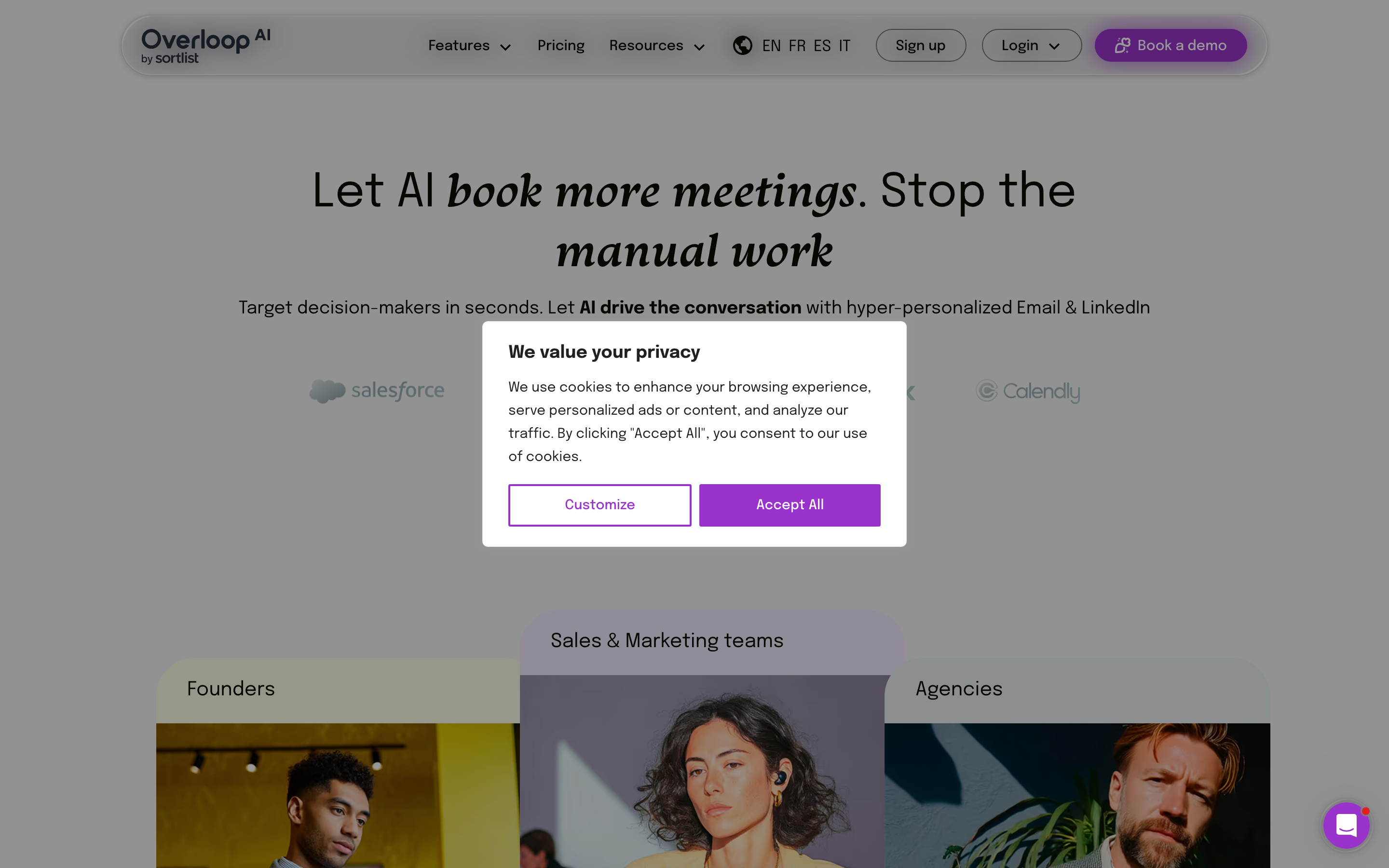 Overloop AI campaign dashboard showing AI-generated email sequences