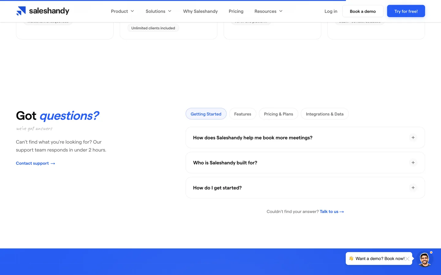 Saleshandy dashboard interface