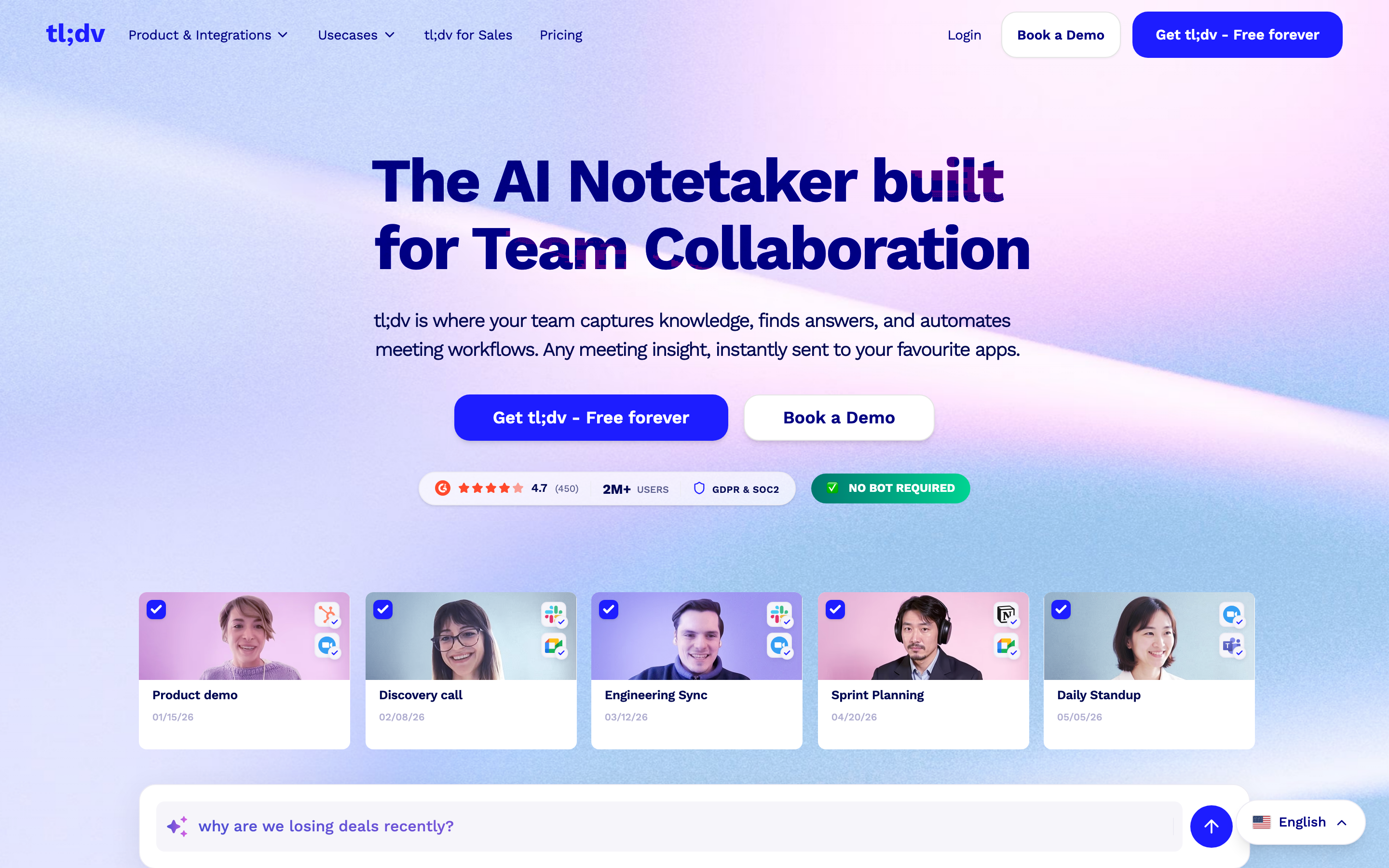 tl;dv homepage