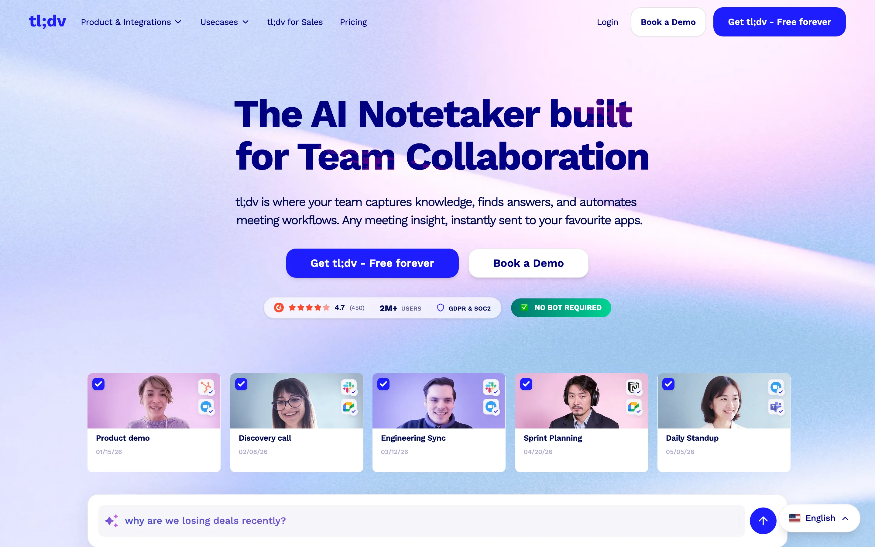 tl;dv homepage