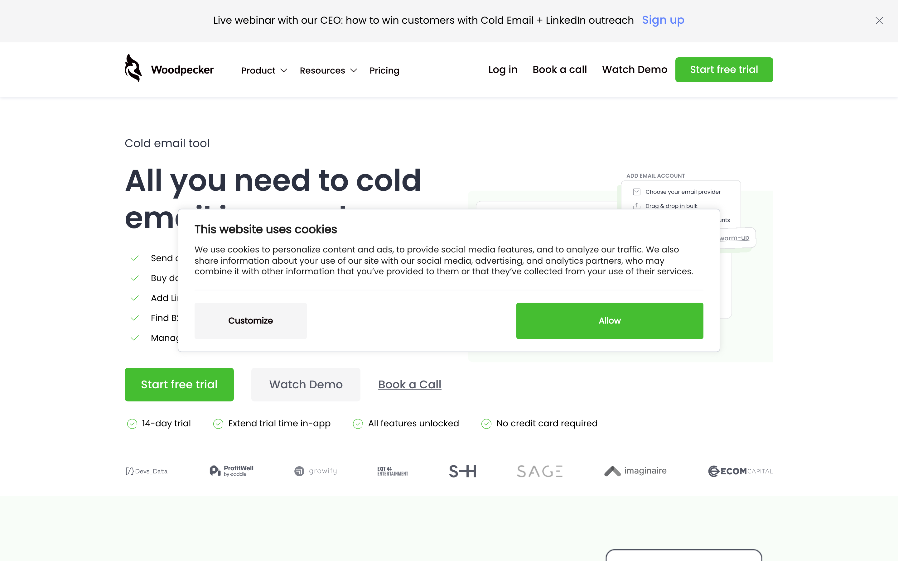 Woodpecker dashboard interface