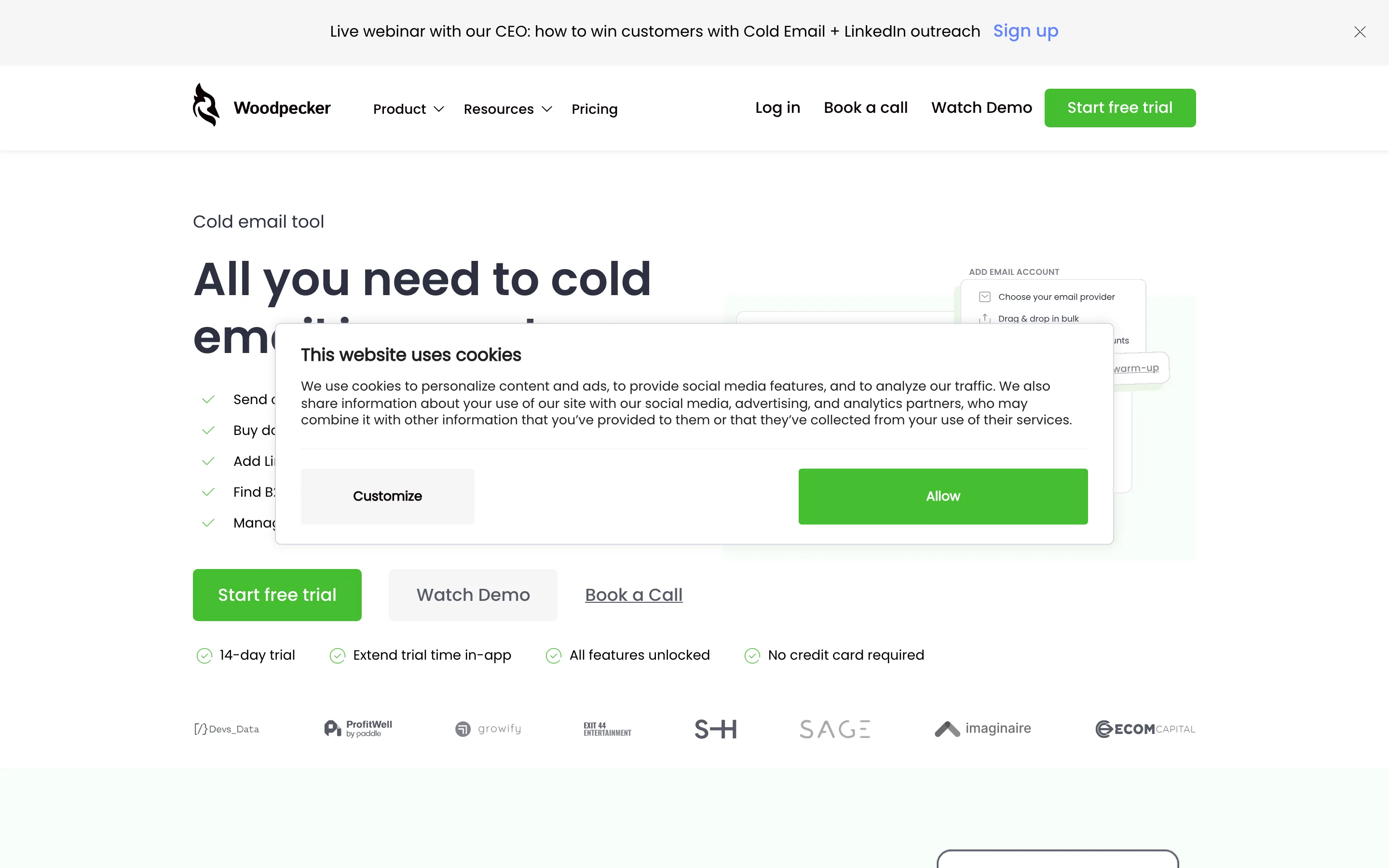 Woodpecker dashboard interface