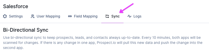 Salesforce 2-Way Sync in Overloop sales automation & cold emailing software